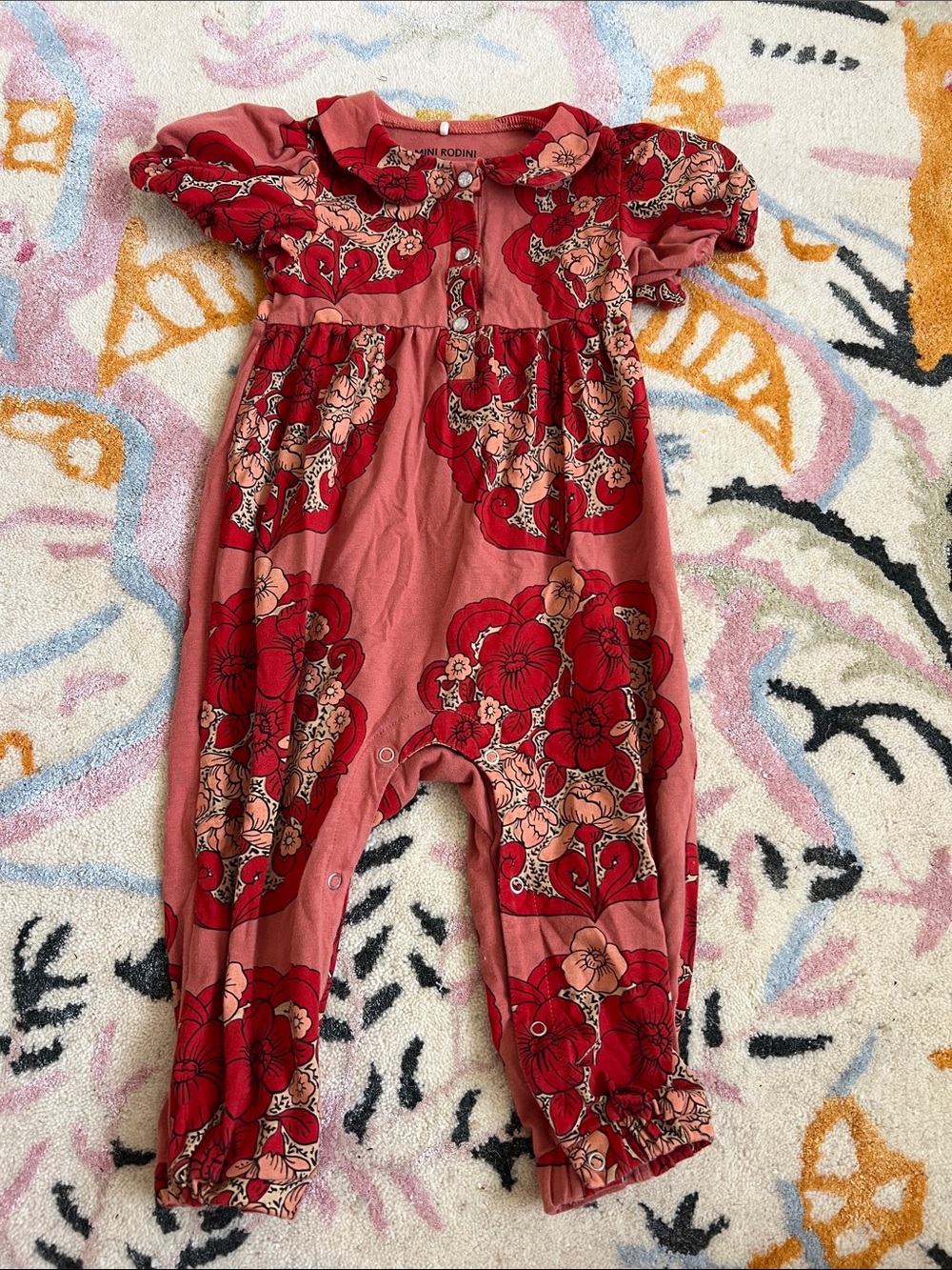 Mini Rodini Red and Pink Floral Romper
